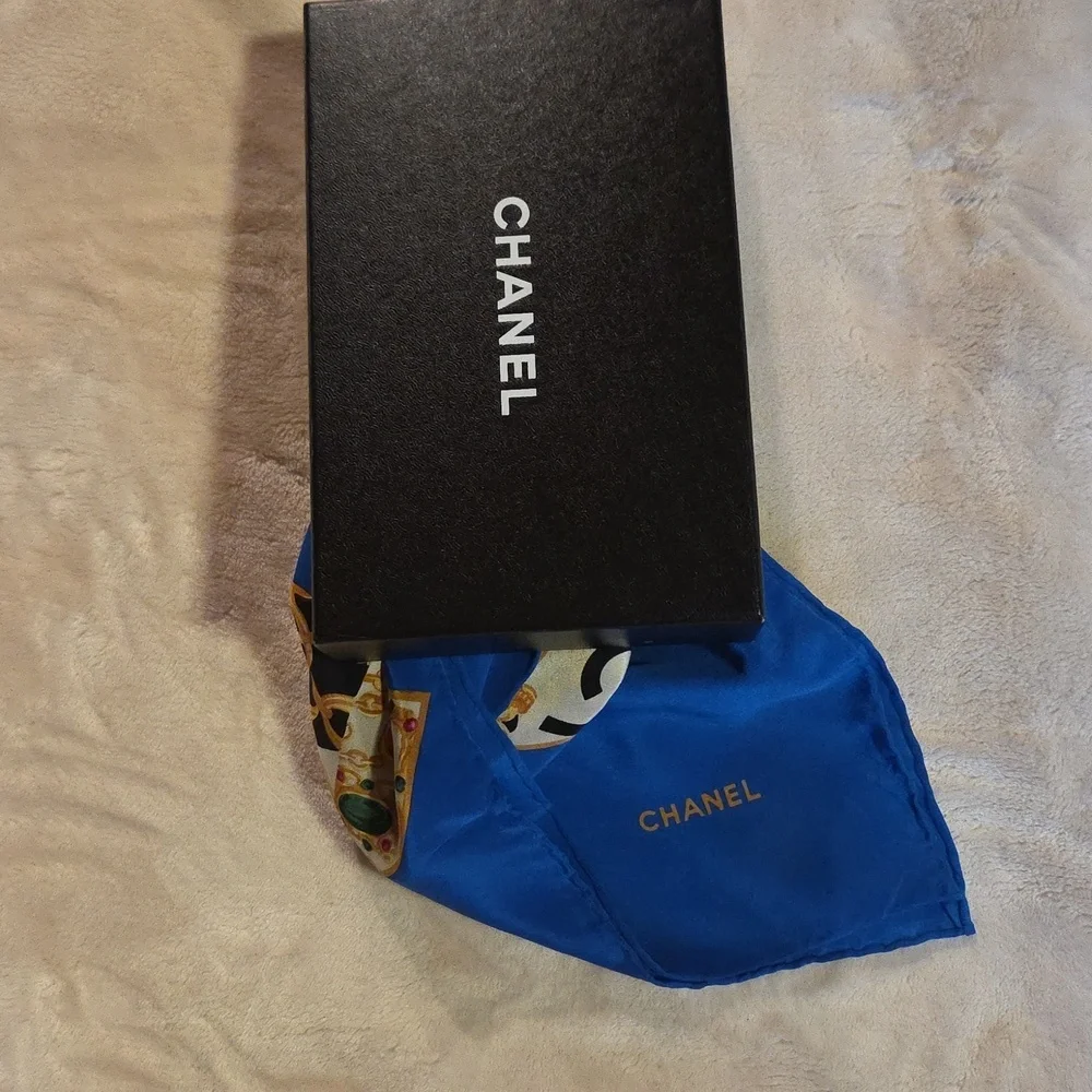 Chanel‎ Royal Blue and Gold Scarf